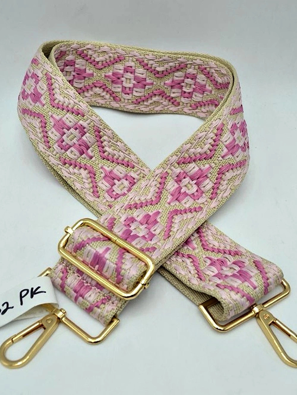 Pink & Cream Woven Bag Strap